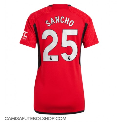 Camisa de time de futebol Manchester United Jadon Sancho #25 Replicas 1º Equipamento Feminina 2023-24 Manga Curta